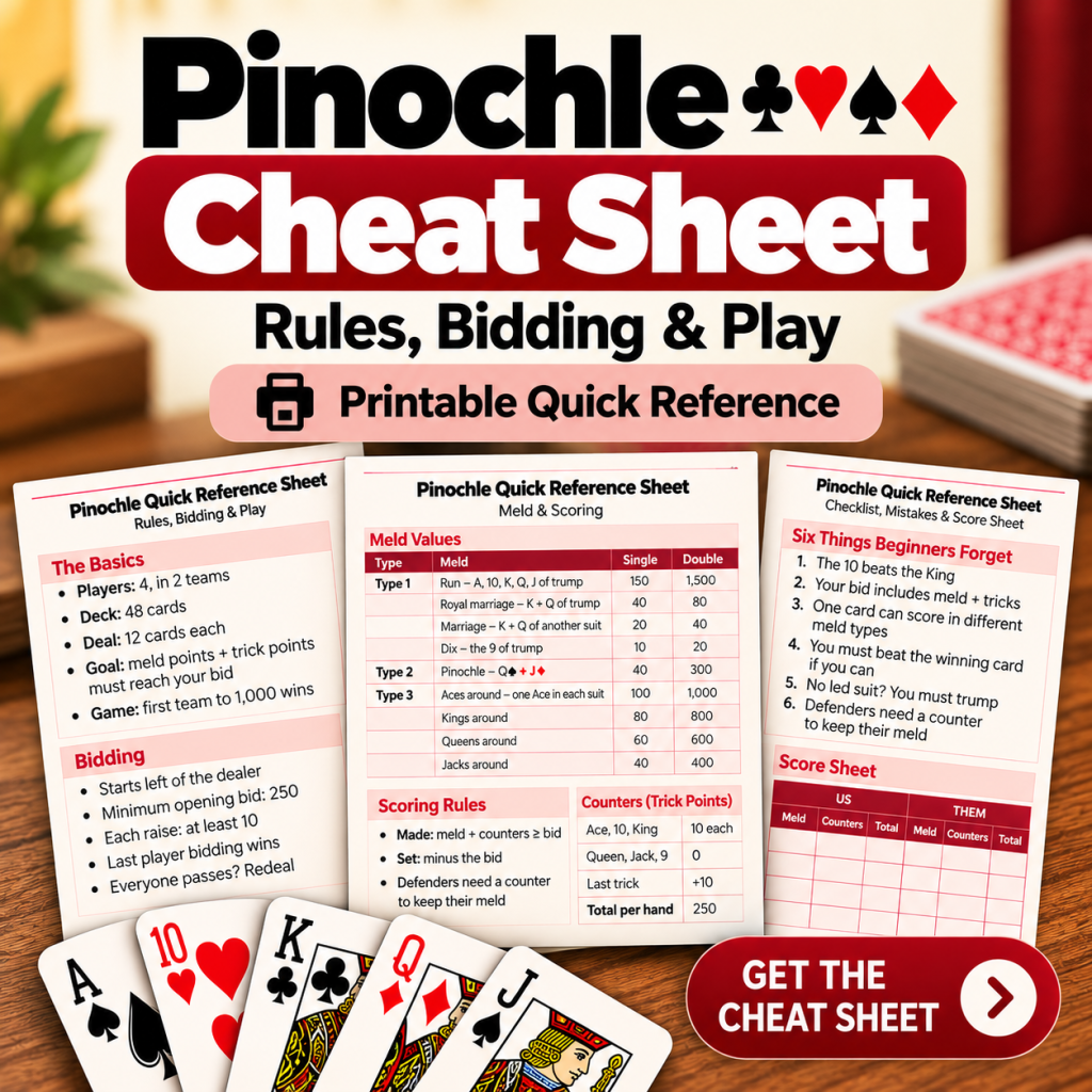pinochle cheat sheet side banner
